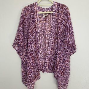 Patterned open front blouse top